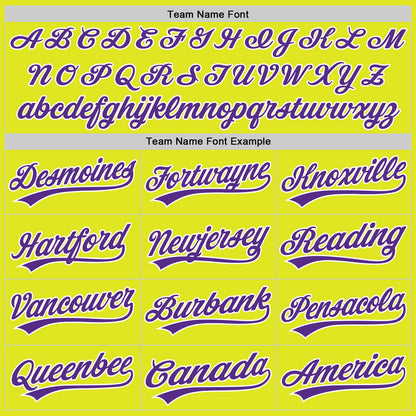 Custom Neon Yellow Purple-White Authentic Baseball Jersey - Sky-Custom