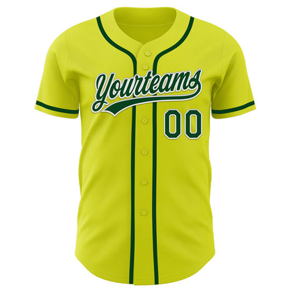 Custom Neon Yellow Green-White Authentic Baseball Jersey - Sky-Custom