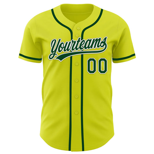 Custom Neon Yellow Green-White Authentic Baseball Jersey - Sky-Custom