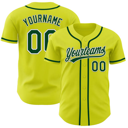 Custom Neon Yellow Green-White Authentic Baseball Jersey - Sky-Custom