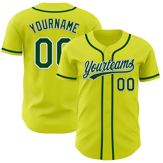 Custom Neon Yellow Green-White Authentic Baseball Jersey - Sky-Custom