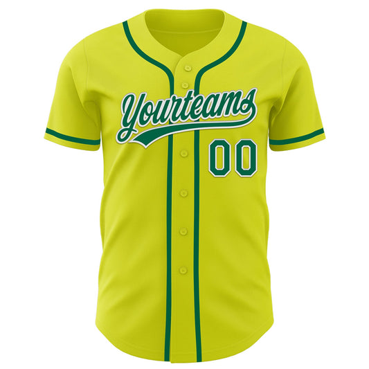 Custom Neon Yellow Kelly Green-White Authentic Baseball Jersey - Sky-Custom