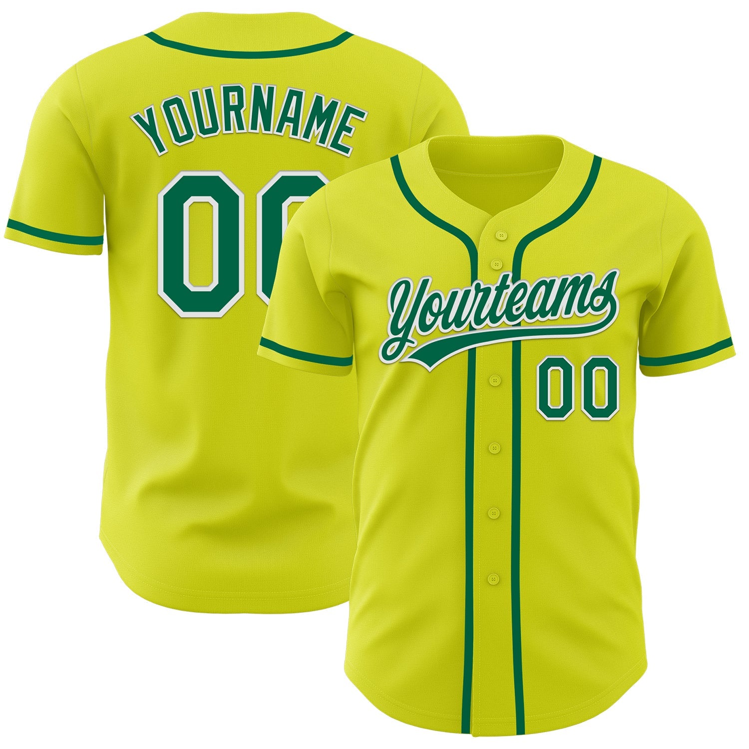 Custom Neon Yellow Kelly Green-White Authentic Baseball Jersey - Sky-Custom