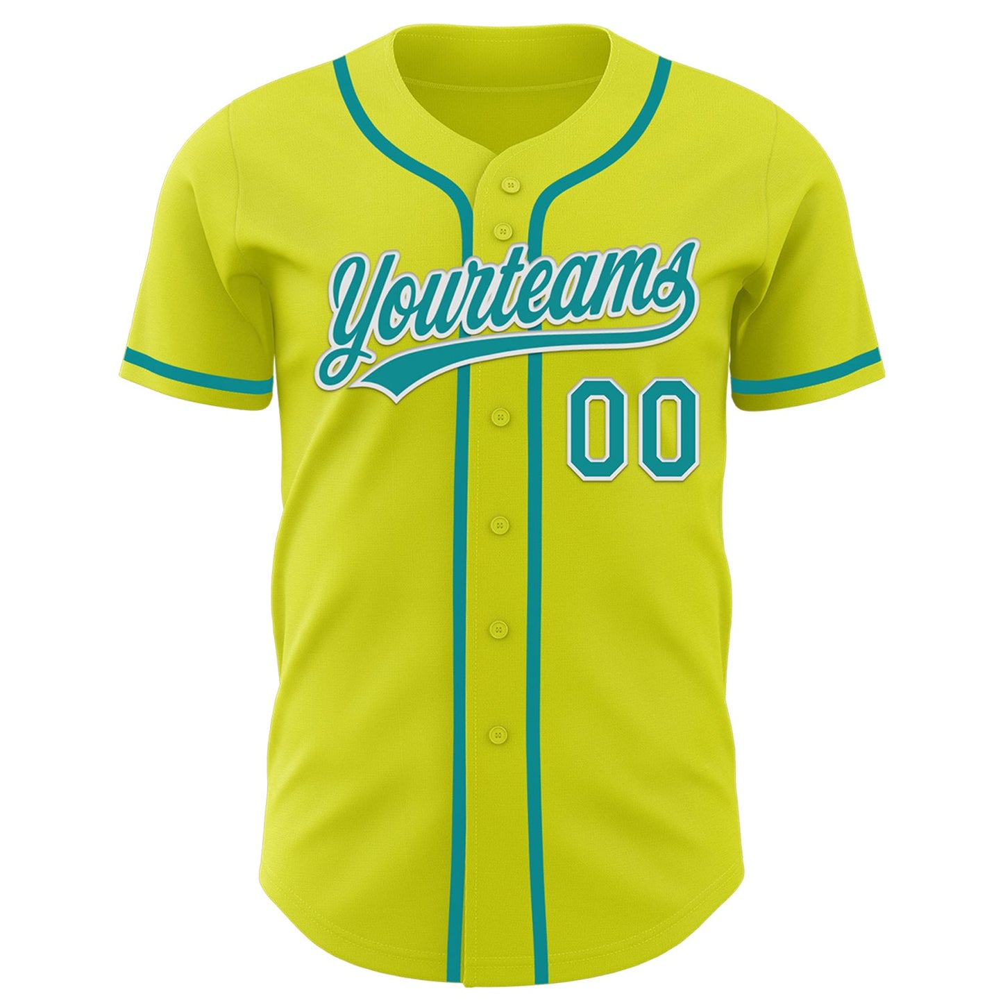 Custom Neon Yellow Teal-White Authentic Baseball Jersey - Sky-Custom