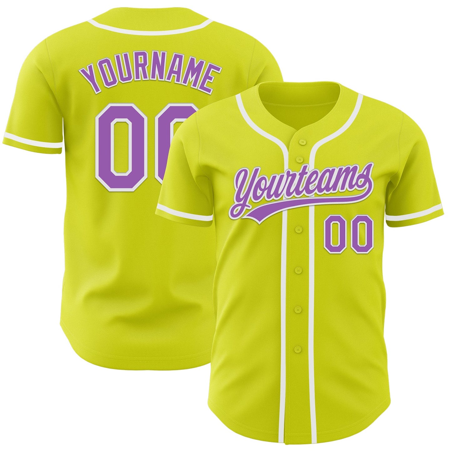 Custom Neon Yellow Medium Purple-White Authentic Baseball Jersey - Sky-Custom