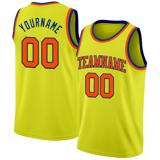 Custom Neon Yellow Orange-Royal Authentic Basketball Jersey - Sky-Custom