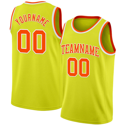 Custom Neon Yellow Orange-White Authentic Basketball Jersey - Sky-Custom