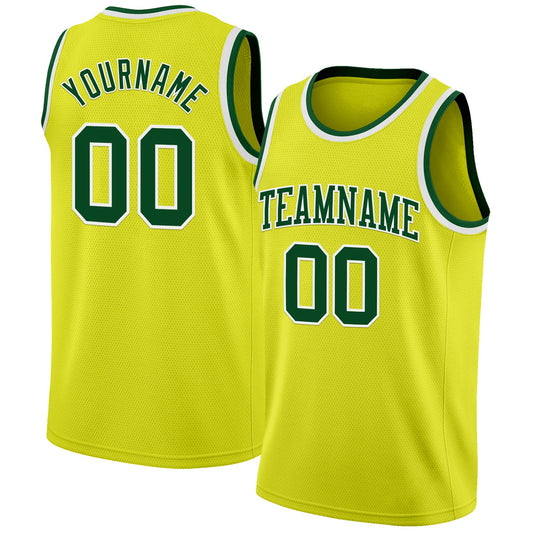 Custom Neon Yellow Green-White Authentic Basketball Jersey - Sky-Custom