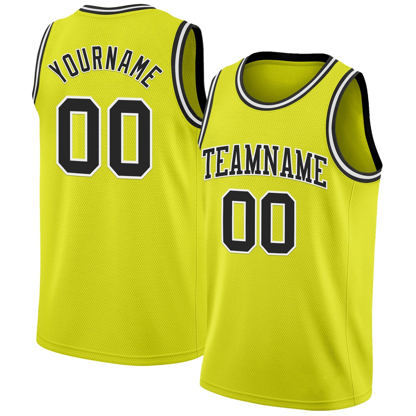 Custom Neon Yellow Black-White Authentic Basketball Jersey - Sky-Custom