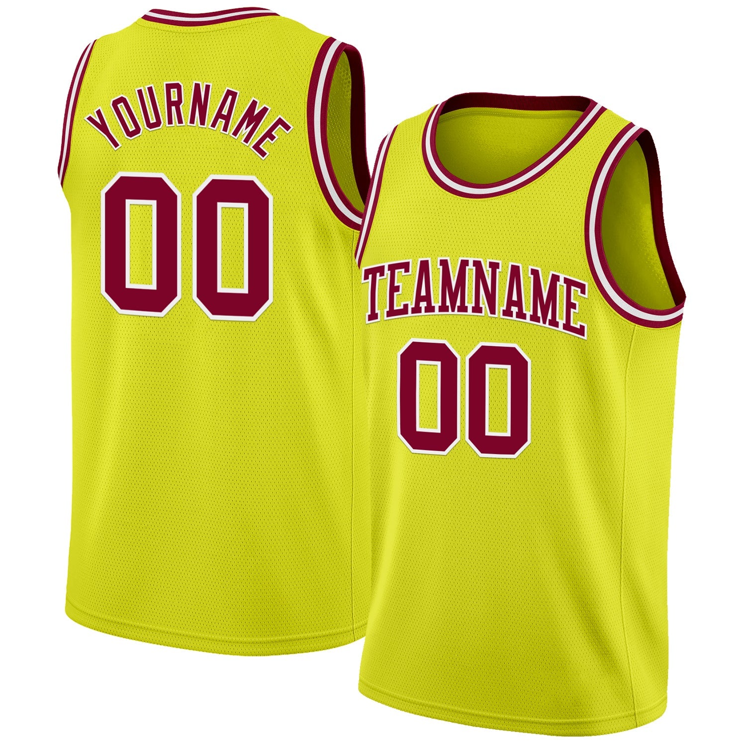 Custom Neon Yellow Maroon-White Authentic Basketball Jersey - Sky-Custom