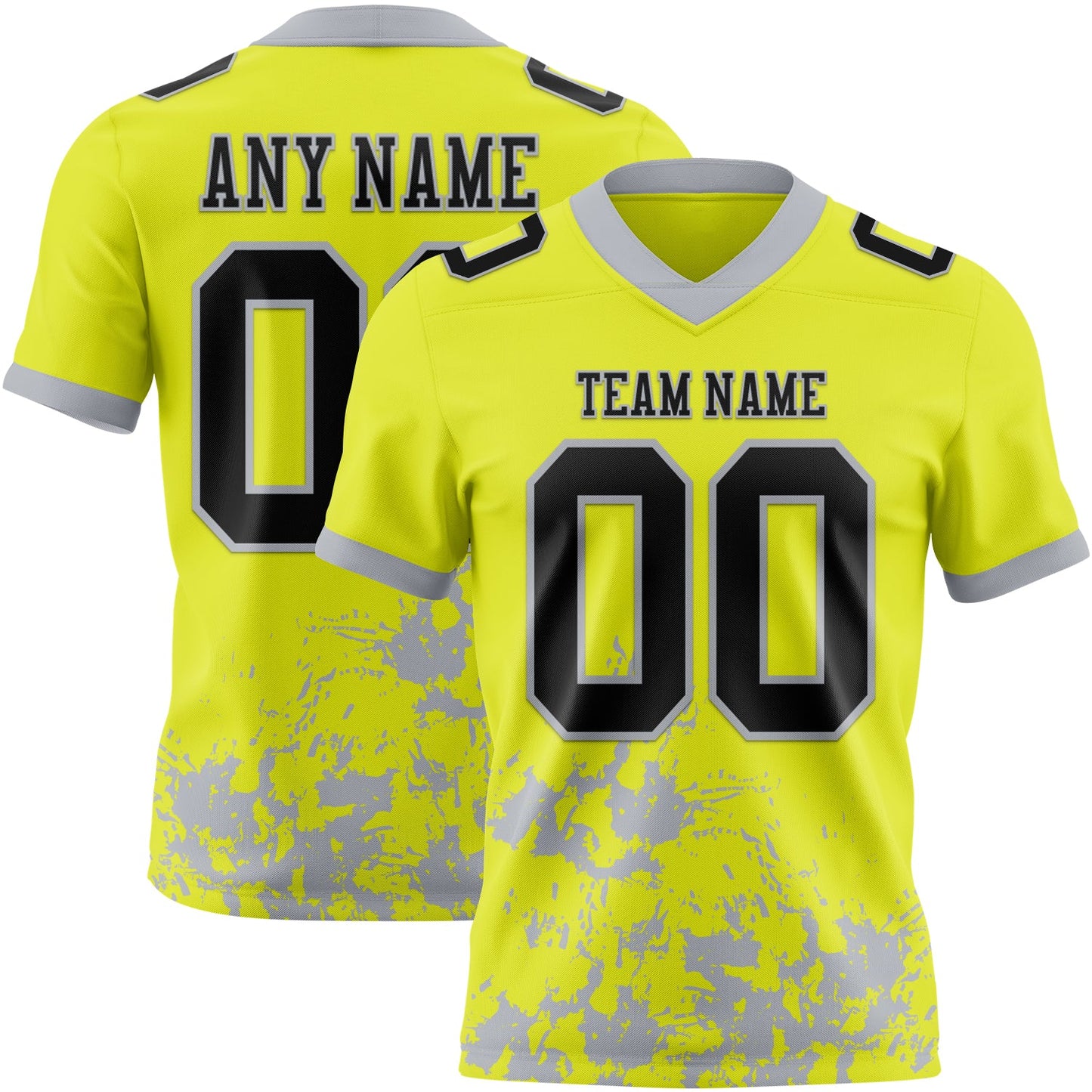 Custom Neon Yellow Black-Gray Splash Mesh Authentic Football Jersey - Sky-Custom
