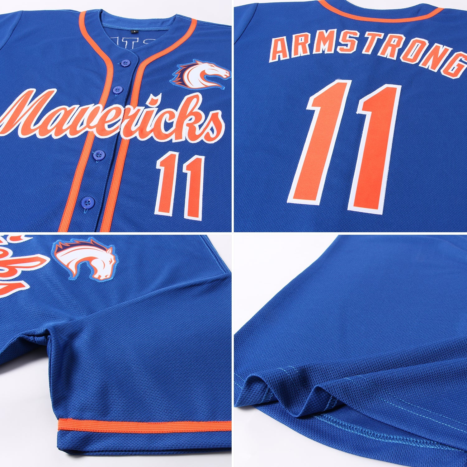 Custom Royal Orange-White Baseball Jersey - Sky-Custom