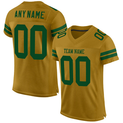 Custom Old Gold Green Mesh Authentic Football Jersey - Sky-Custom