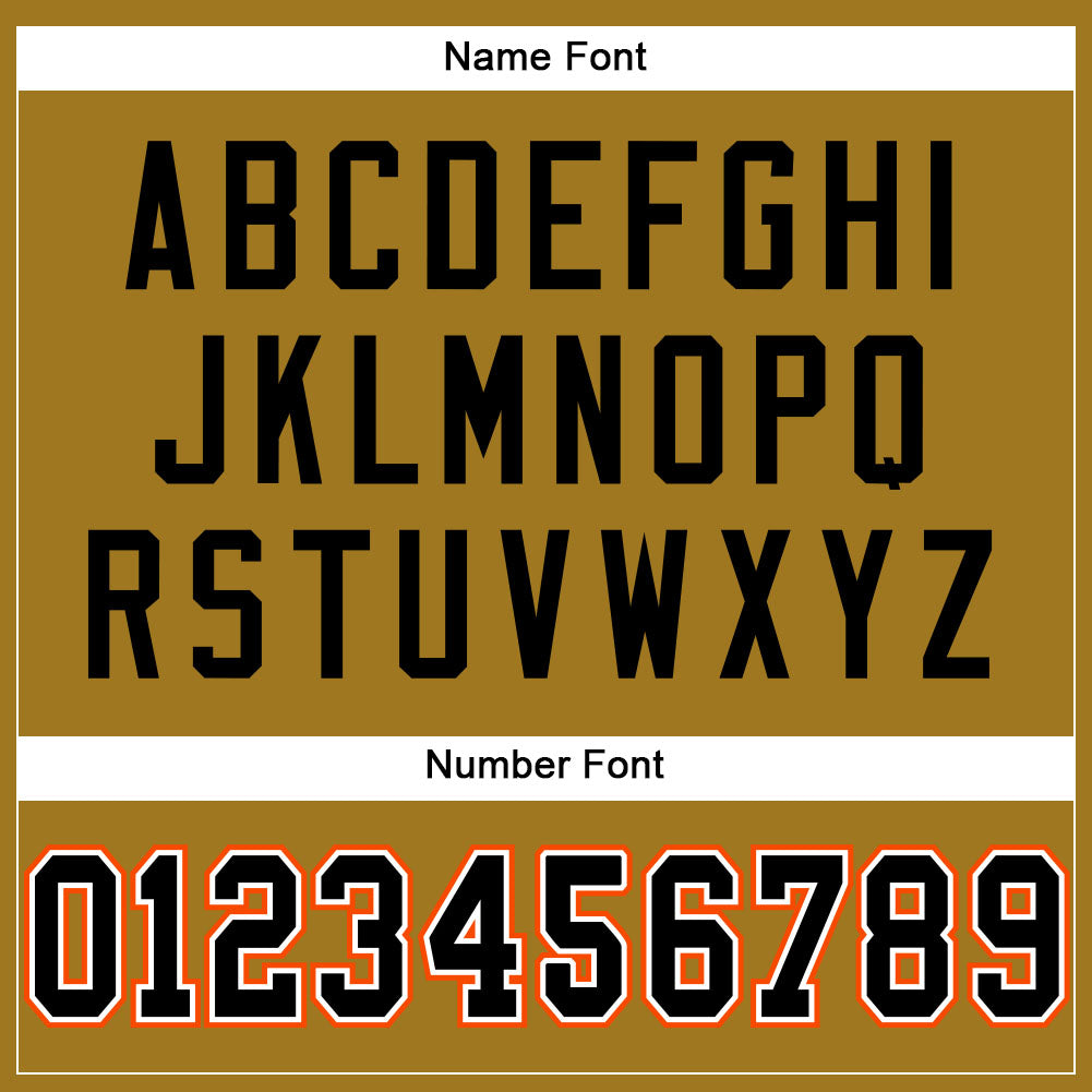 Custom Old Gold Black-Orange Mesh Authentic Football Jersey - Sky-Custom