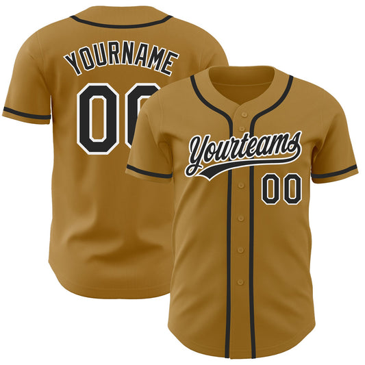 Custom Old Gold Black-White Authentic Baseball Jersey - Sky-Custom