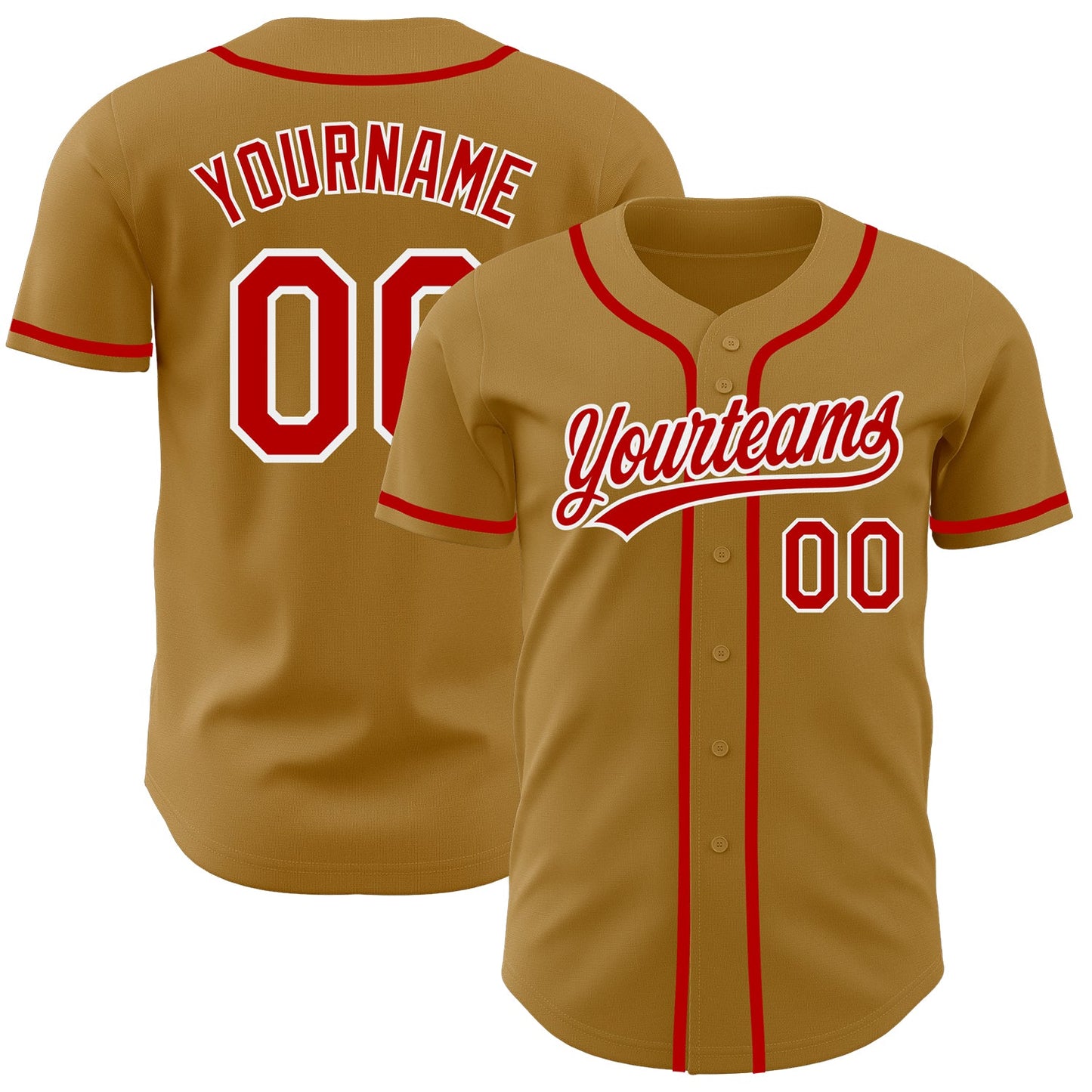 Custom Old Gold Red-White Authentic Baseball Jersey - Sky-Custom