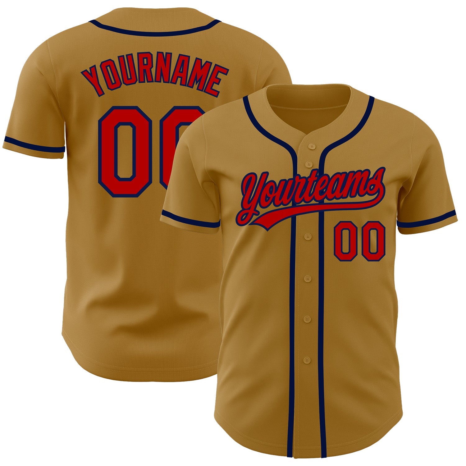 Custom Old Gold Red-Navy Authentic Baseball Jersey - Sky-Custom