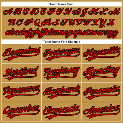 Custom Old Gold Red-Black Authentic Baseball Jersey - Sky-Custom