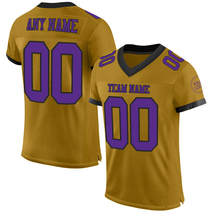 Custom Old Gold Purple-Black Mesh Authentic Football Jersey - Sky-Custom
