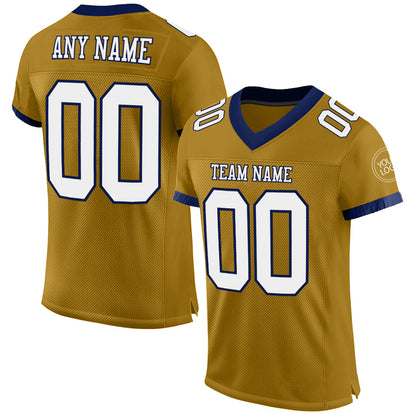 Custom Old Gold White-Navy Mesh Authentic Football Jersey - Sky-Custom