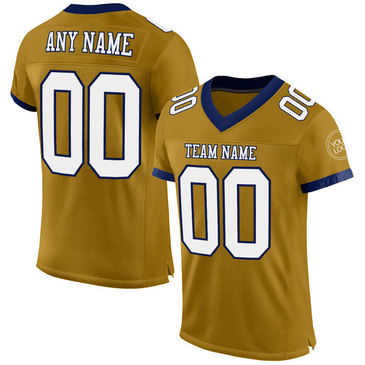 Custom Old Gold White-Navy Mesh Authentic Football Jersey - Sky-Custom