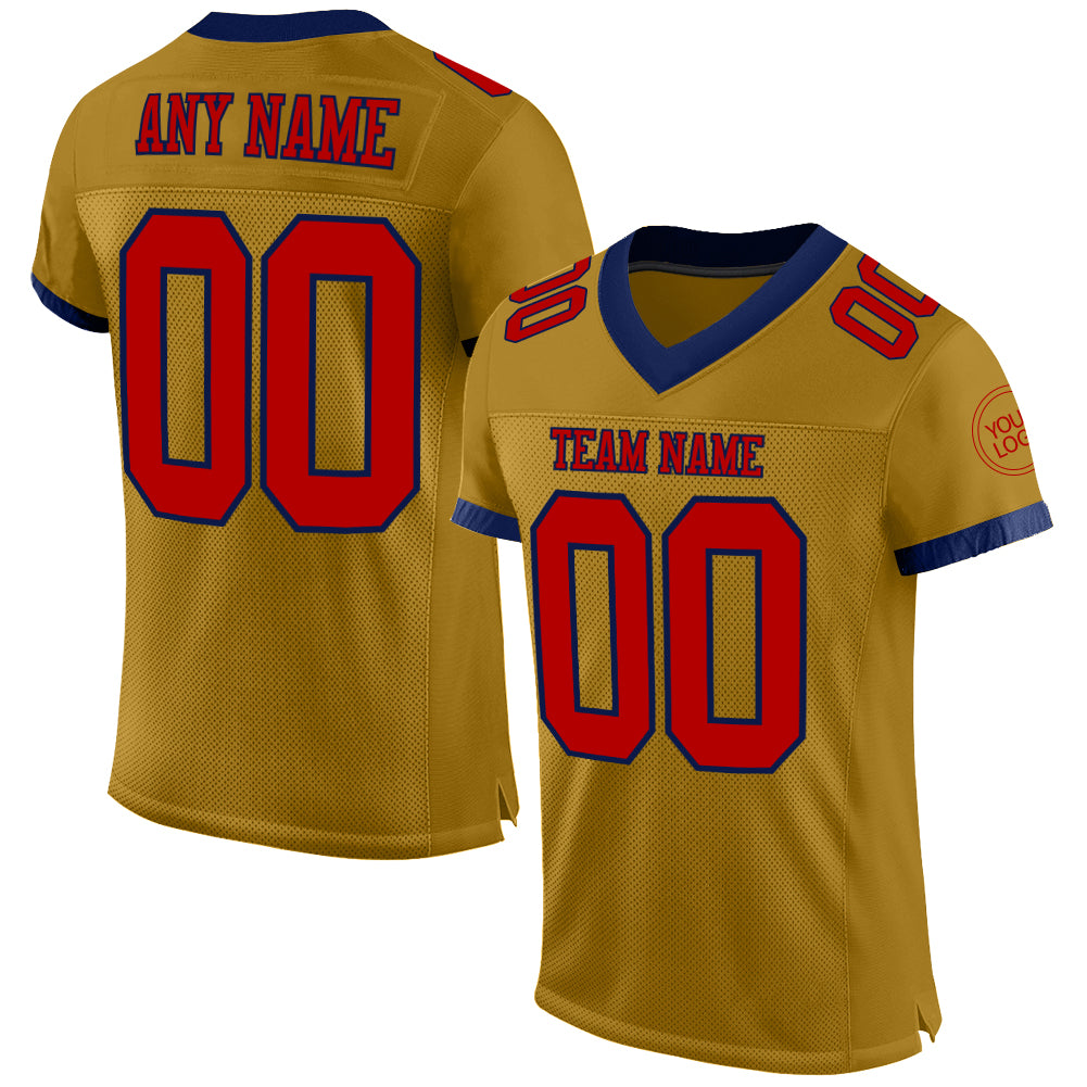 Custom Old Gold Red-Navy Mesh Authentic Football Jersey - Sky-Custom