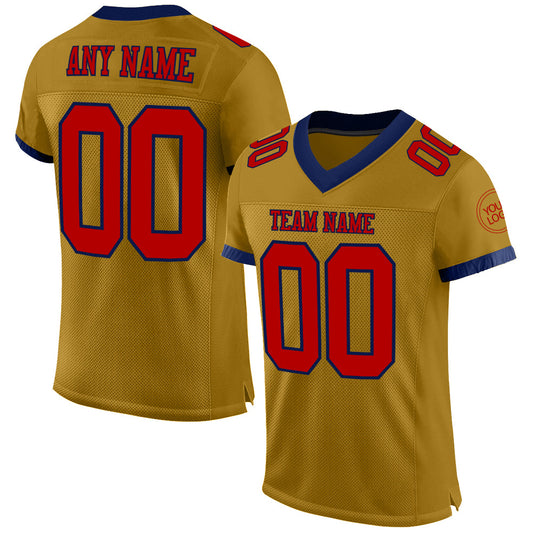 Custom Old Gold Red-Navy Mesh Authentic Football Jersey - Sky-Custom