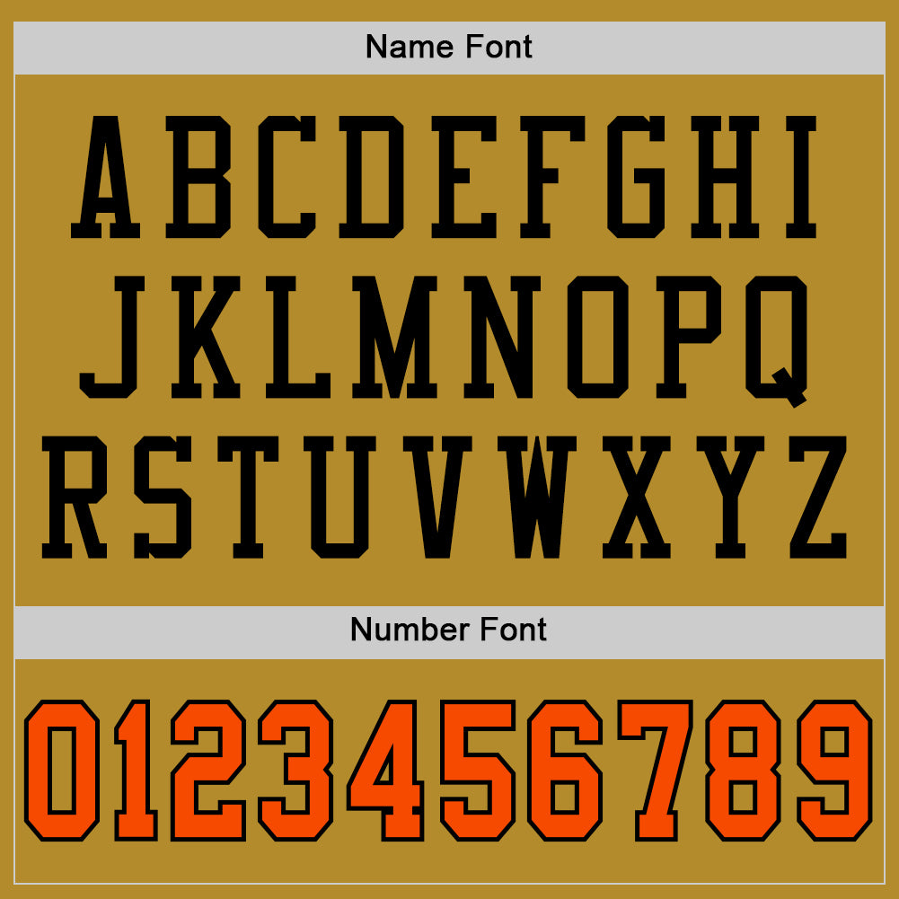 Custom Old Gold Orange-Black Mesh Authentic Football Jersey - Sky-Custom