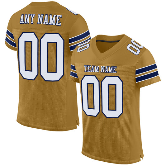 Custom Old Gold White-Navy Mesh Authentic Football Jersey - Sky-Custom