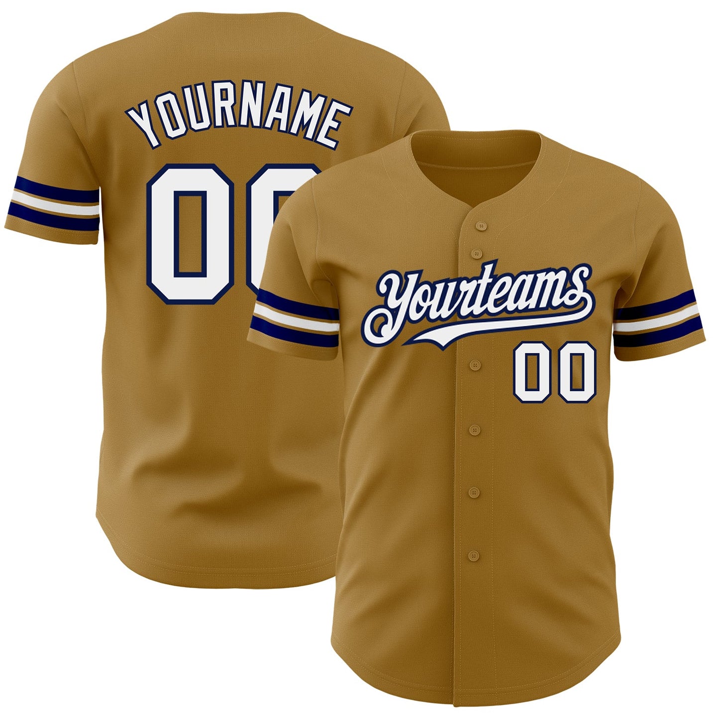 Custom Old Gold White-Navy Authentic Baseball Jersey - Sky-Custom