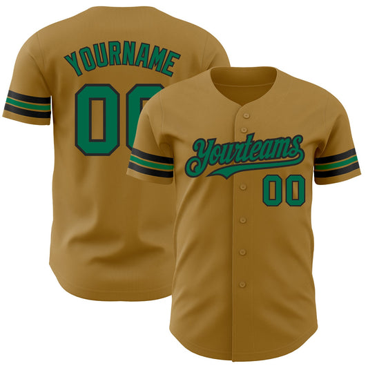 Custom Old Gold Kelly Green-Black Authentic Baseball Jersey - Sky-Custom