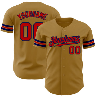 Custom Old Gold Red-Navy Authentic Baseball Jersey - Sky-Custom
