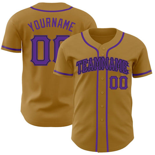 Custom Old Gold Purple-Black Authentic Baseball Jersey - Sky-Custom