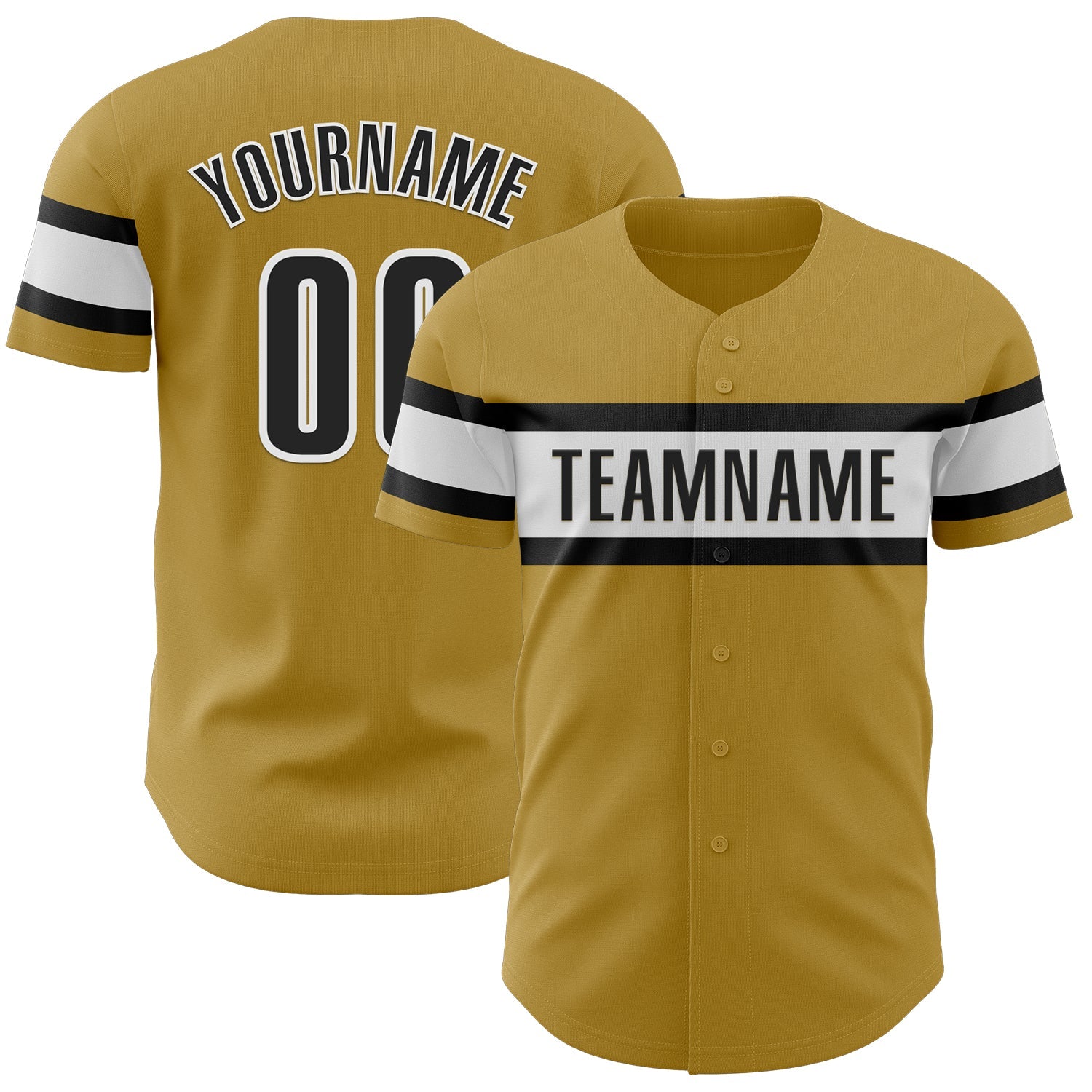 Custom Old Gold Black-White Authentic Baseball Jersey - Sky-Custom