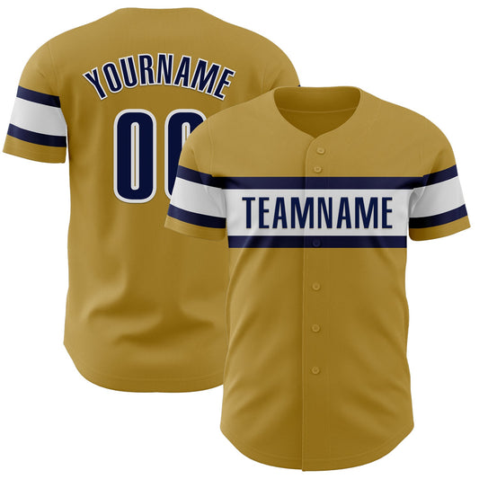 Custom Old Gold Navy-White Authentic Baseball Jersey - Sky-Custom
