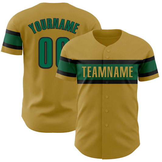 Custom Old Gold Kelly Green-Black Authentic Baseball Jersey - Sky-Custom