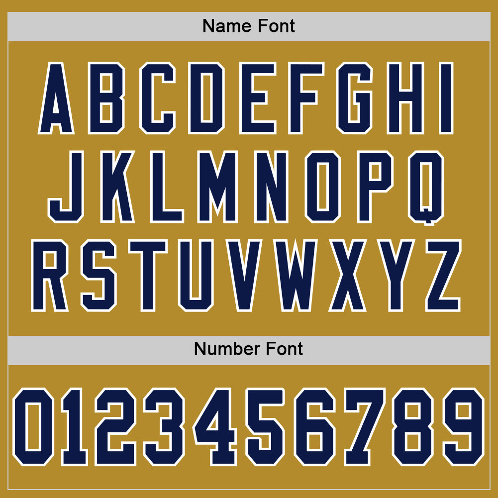 Custom Old Gold Navy-White Mesh Authentic Throwback Football Jersey - Sky-Custom