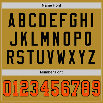 Custom Old Gold Orange-Black Mesh Authentic Throwback Football Jersey - Sky-Custom