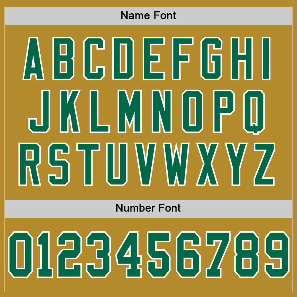 Custom Old Gold Kelly Green-White Mesh Authentic Throwback Football Jersey - Sky-Custom