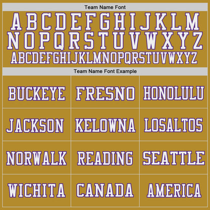 Custom Old Gold Purple-White Mesh Authentic Throwback Football Jersey - Sky-Custom