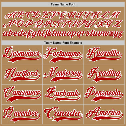 Custom Old Gold Red-White Hockey Lace Neck Jersey - Sky-Custom