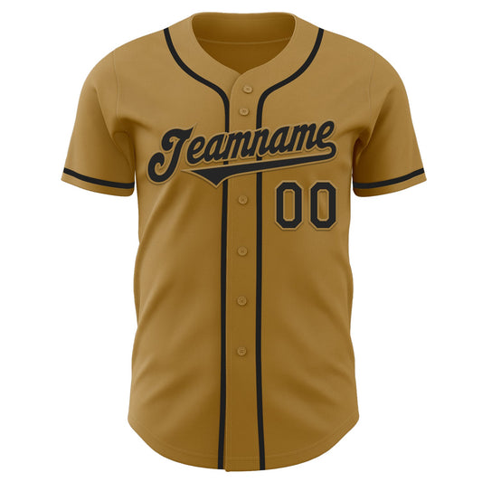 Custom Old Gold Black Authentic Baseball Jersey - Sky-Custom