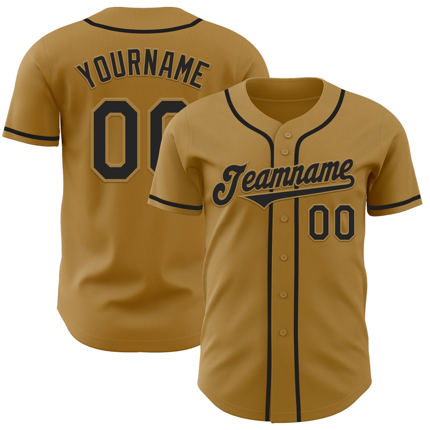Custom Old Gold Black Authentic Baseball Jersey - Sky-Custom