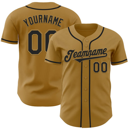 Custom Old Gold Black Authentic Baseball Jersey - Sky-Custom
