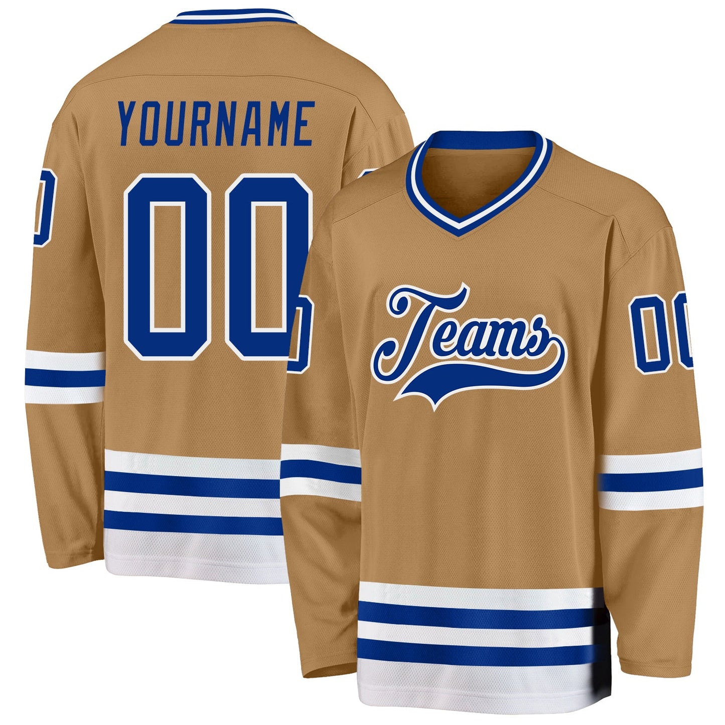 Custom Old Gold Royal-White Hockey Jersey - Sky-Custom