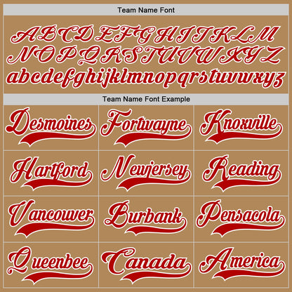 Custom Old Gold Red-White Hockey Jersey - Sky-Custom