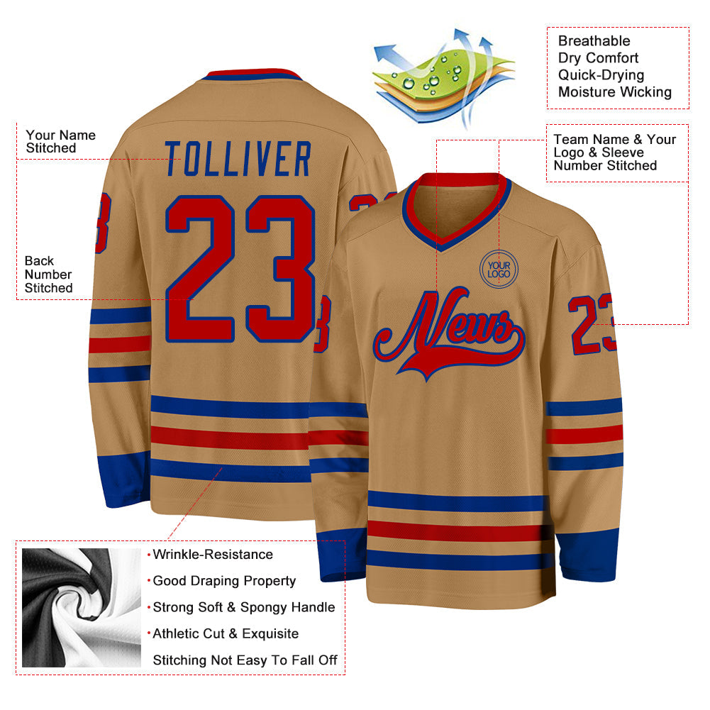 Custom Old Gold Red-Royal Hockey Jersey - Sky-Custom