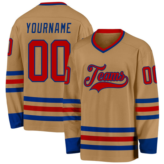 Custom Old Gold Red-Royal Hockey Jersey - Sky-Custom