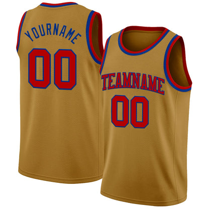 Custom Old Gold Red-Royal Authentic Basketball Jersey - Sky-Custom