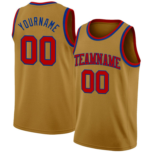 Custom Old Gold Red-Royal Authentic Basketball Jersey - Sky-Custom
